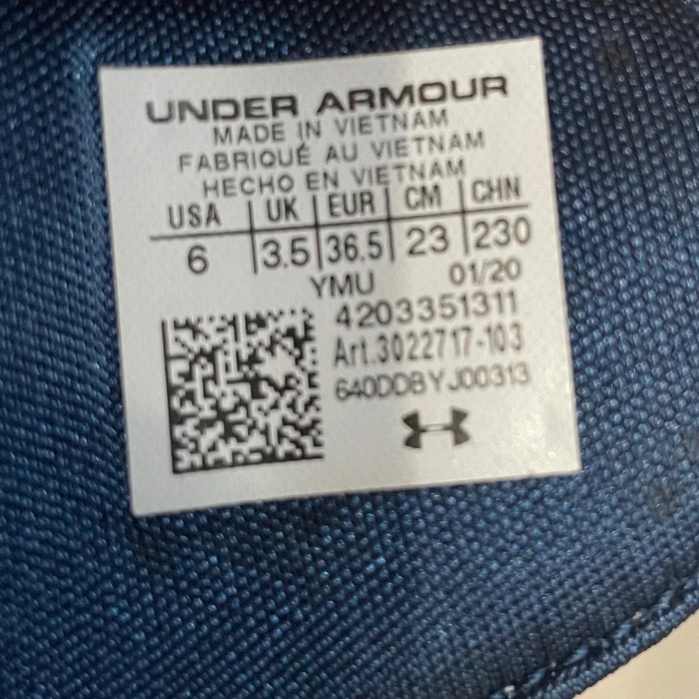 Under Armour Ignite VI Slides White Navy Blue 4D Foam Sandals 3022717-103 Size 6